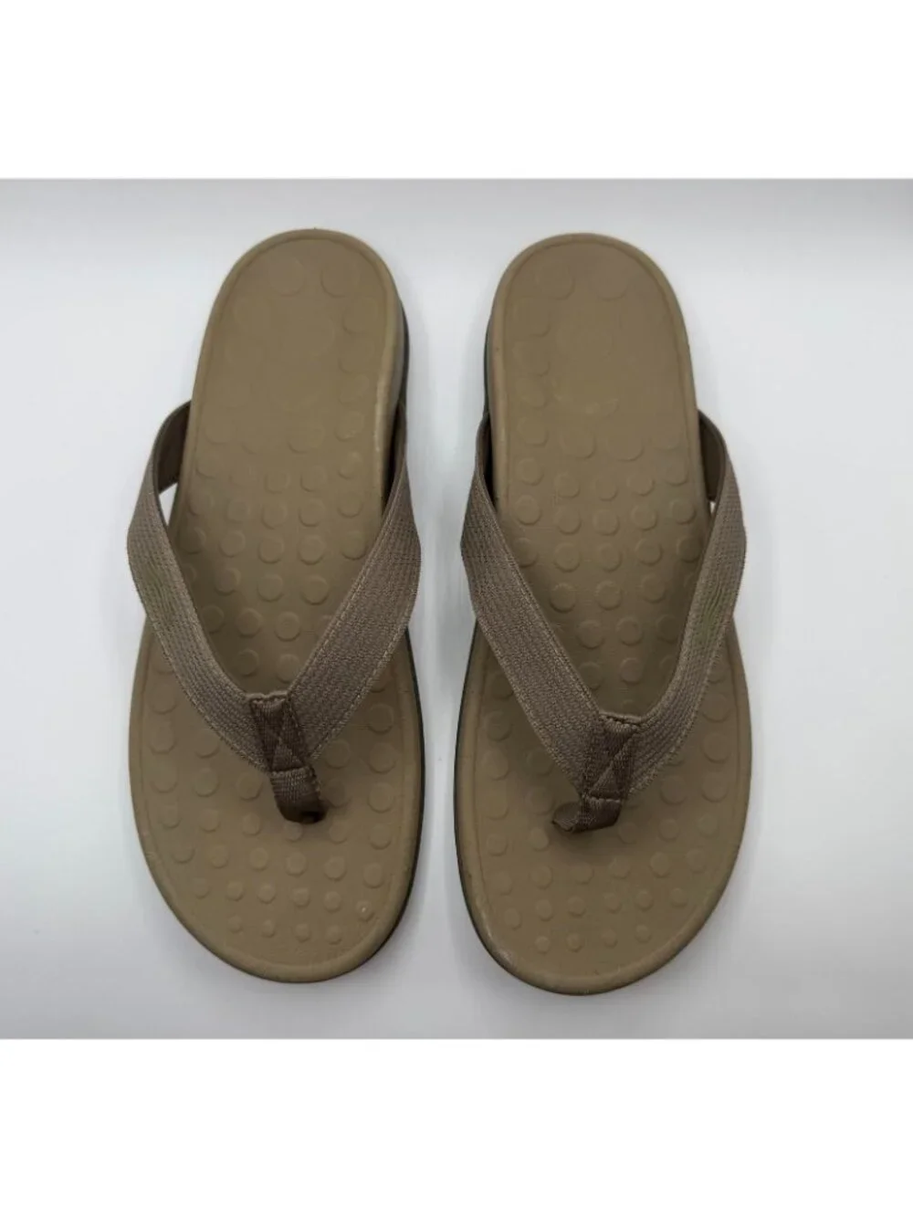 Vionic Wave Flip Flop Sandals Unisex MN 13/ WN 14 Khaki Mesh Ortho Arch Support